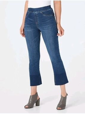 SPANX Cropped Flare Jeans Pull On Stretch Denim Kick Flare Small